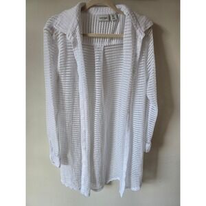 Haute Hippie Style White Open Knit Longline Cardigan Duster XL Beach Coverup